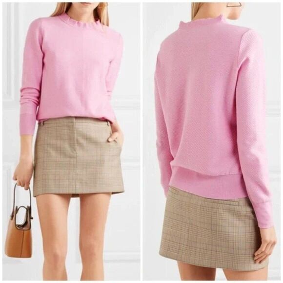 J. CREW | Ruffle Neck Pullover Sweater - [Small, Soft Peony Pink] - Picture 1 of 15